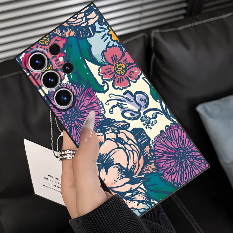 Cartoon Flower Case for Samsung Galaxy S26 Ultra Note 20 8 9 10 S10 S9 S24 S20 Ultra S25 Plus S23 S21 FE Funda Phone Cover