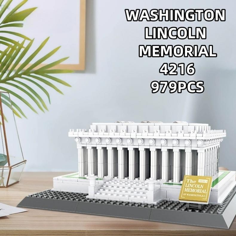 Lincoln Memorial Building Blocks Assemble Bricks Birthday Gifts For Kids Small Particle Assembly Model  Toys 979PCS