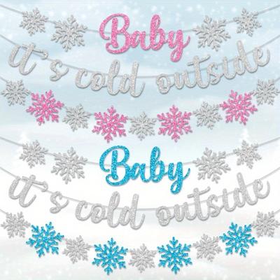 Winter Wunderland Party Dekorationen Weihnachten Schneeflocke Pull Flagge Banner