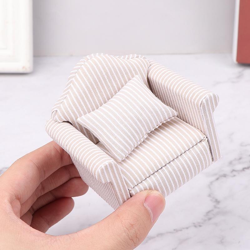 1:12 Mini Furniture Sofa With Pillow For Dollhouse Kids Pretend Play Diy Decor
