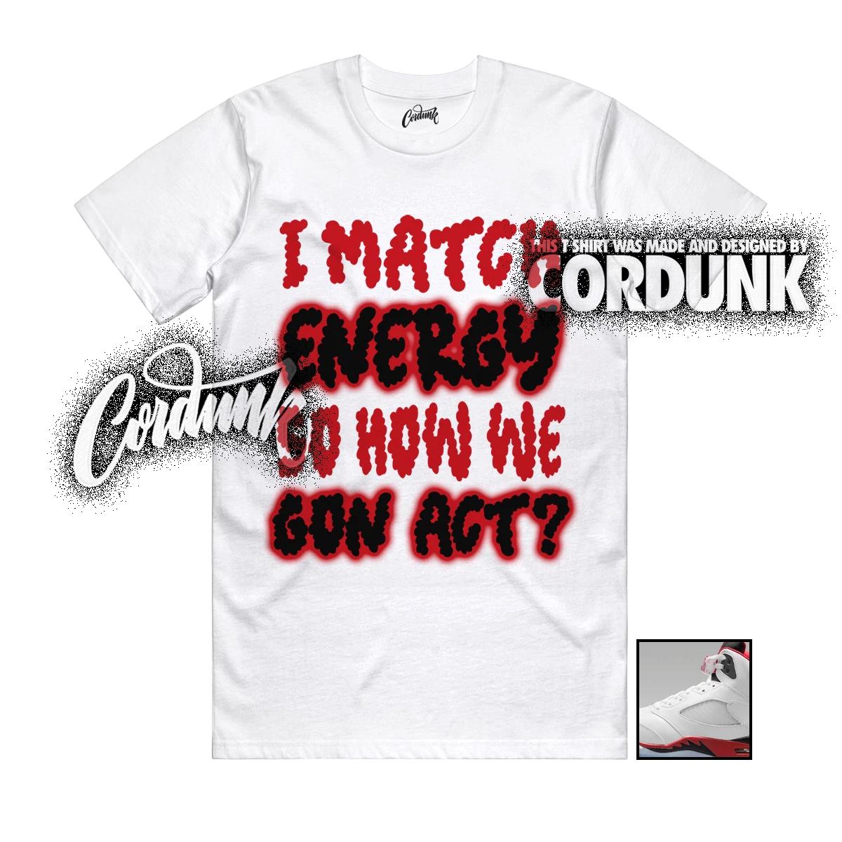 

5 Fire Red Black Tongue White Varsity University Bred T Shirt Match MATCH XL