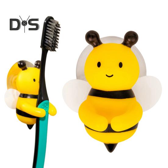 1/2/3Pcs Funny Toothbrush Holders Strong Stickiness Easy To Install Cartoon Bee Shaped Toothbrush Holders Bathroom Organizer