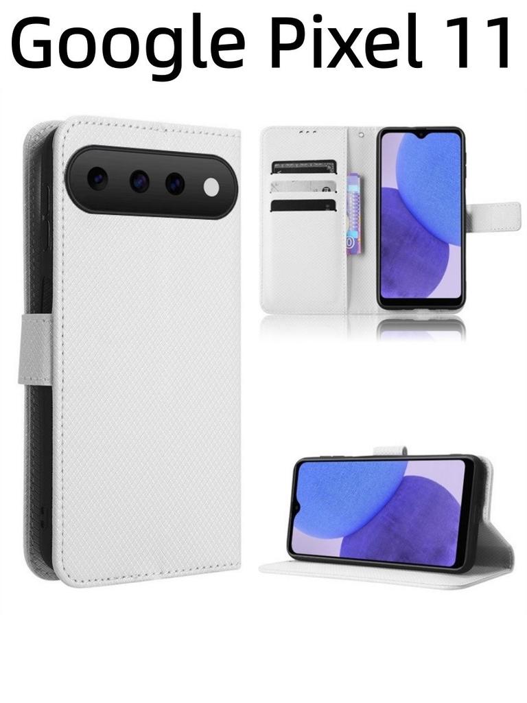 For Google Pixel 11 / Pro / Pro XL Case Diamond Pattern Card Slot Soft Silicone External Leather Support Function Flip Cover Attraction Closure