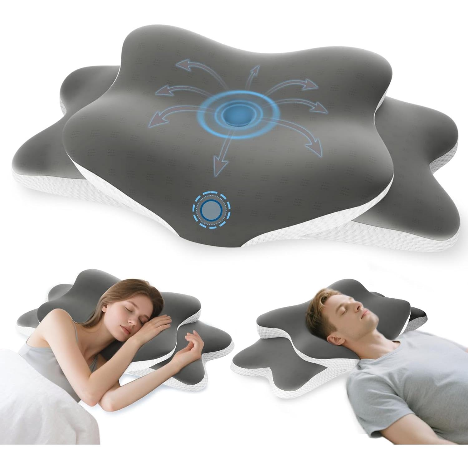 

Memory Foam Pillow Cervical Neck Pillow Neck Ergonomic Contour Side Sleeper for Side Back Stomach Sleepers with Pillowcase Grey серый