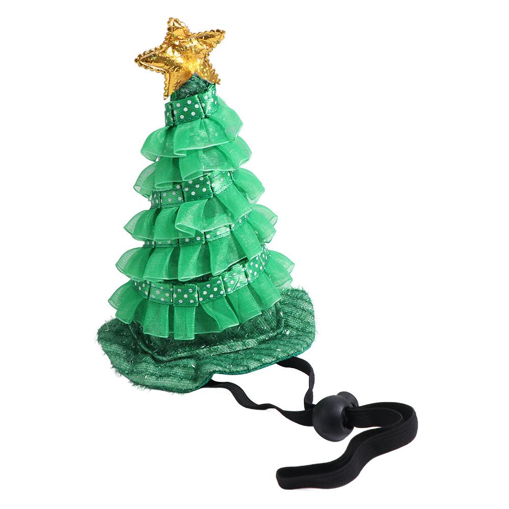 2Pcs Small Dogs Pet Christmas Costume Suit Elf Hat Elastic Strap Cat Tutu Collar and Hat Set Adjustable Dress up Pet Headwear