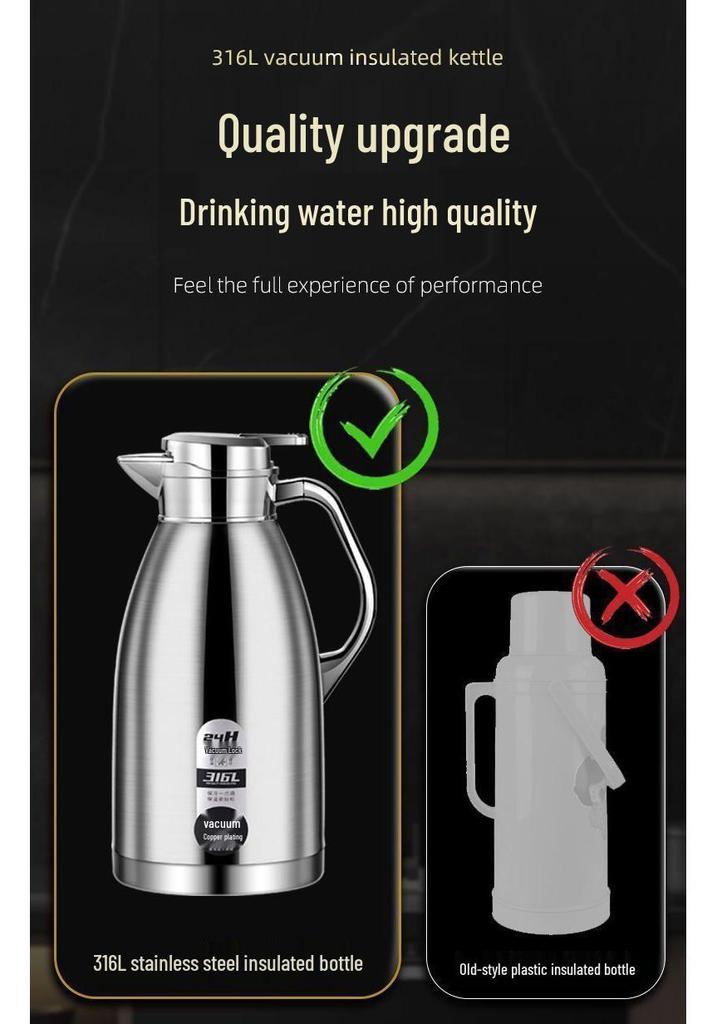 Stainless Steel Double-Layer Insulated Kettle - Anti-Scald Hot Water Bottle for Home & Commercial Use