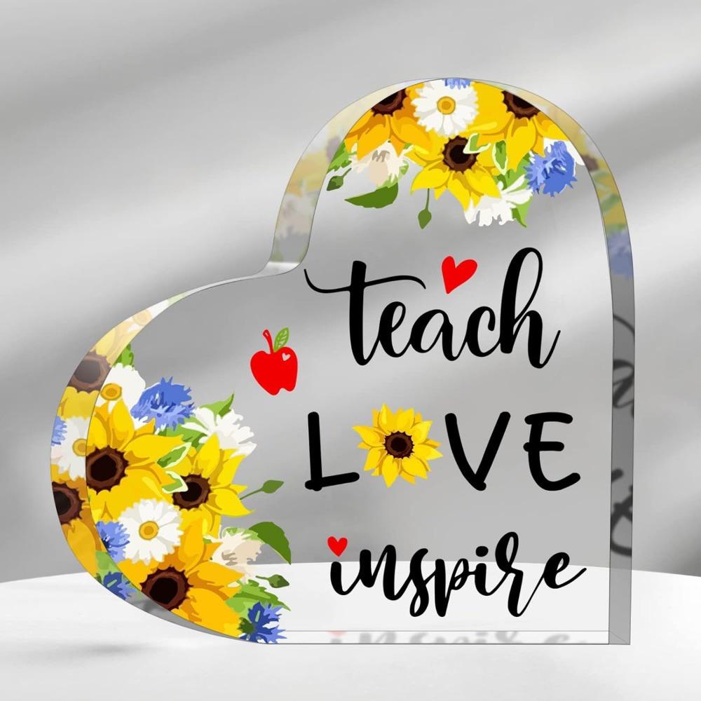Heart Shaped Music Teacher Gift - Acrylic Keepsake with Meaningful Message чистый