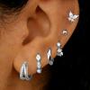 Set di 6 orecchini a cerchio Huggie in Cristallo Lucido per Donna Gioielli Trago Elica Borchie Cartilagine Farfalla Lotto di Piercing Lobe all'Ingrosso