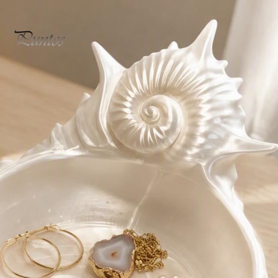 Ocean Theme Trinket Dish 3D Printed Conch Jewelry Tray, Sea Snail Bowl for Small Storage Tray Organizing Necklaces Earrings, Decorative Desk Organizer