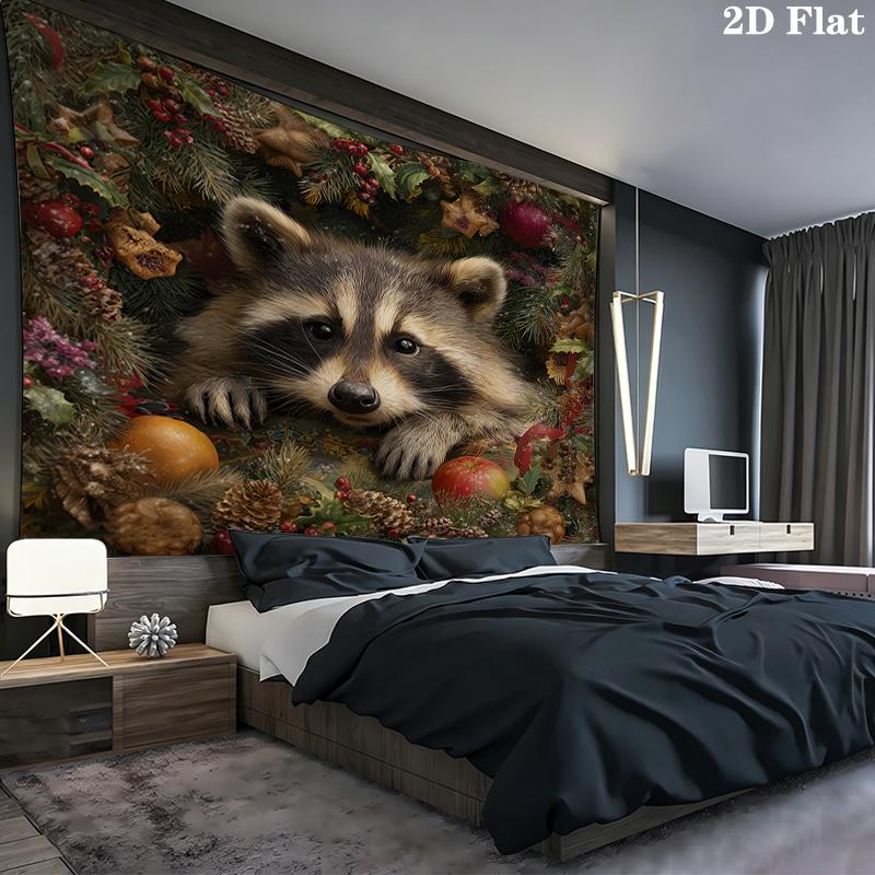 Weihnachtstiere Wandteppich, ästhetische bedruckte Stoffdecke, geeignet für Schlafzimmer, Wohnzimmer und Heimdekoration.