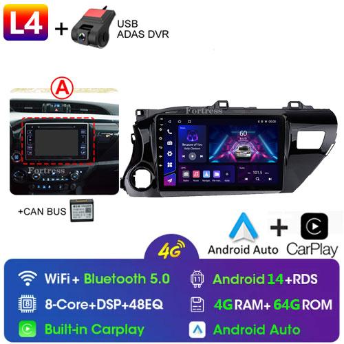 8 Core Android13 Auto Car Radio Multimedia For Toyota Hilux Pick Up AN120 2015 - 2020 LHD Stereo Carplay GPS Navigation No DVD