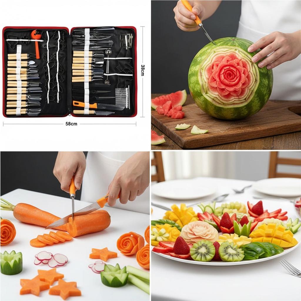 80Pcs Vegetable Fruit Carving Kit, Stainless Steel Peeling and Sculpting Tools Set, Kitchen Utensils for Garnish & Artistic Plating