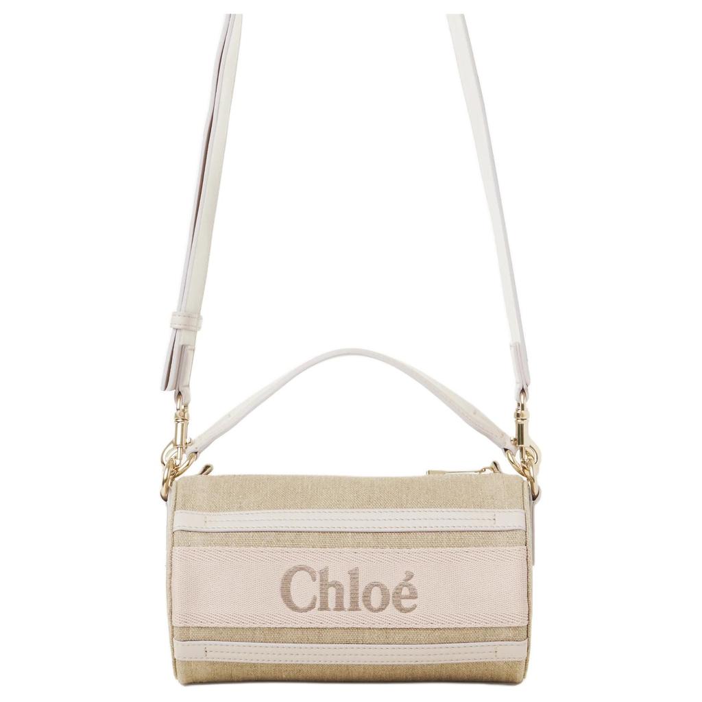 Chloe Holz Verstellbar Abnehmbar Schultergurt Reißverschluss Leinen und Kalbsleder Crossbody Tasche Damen Taschen Wild-Grau CHC24-AS682L17-084