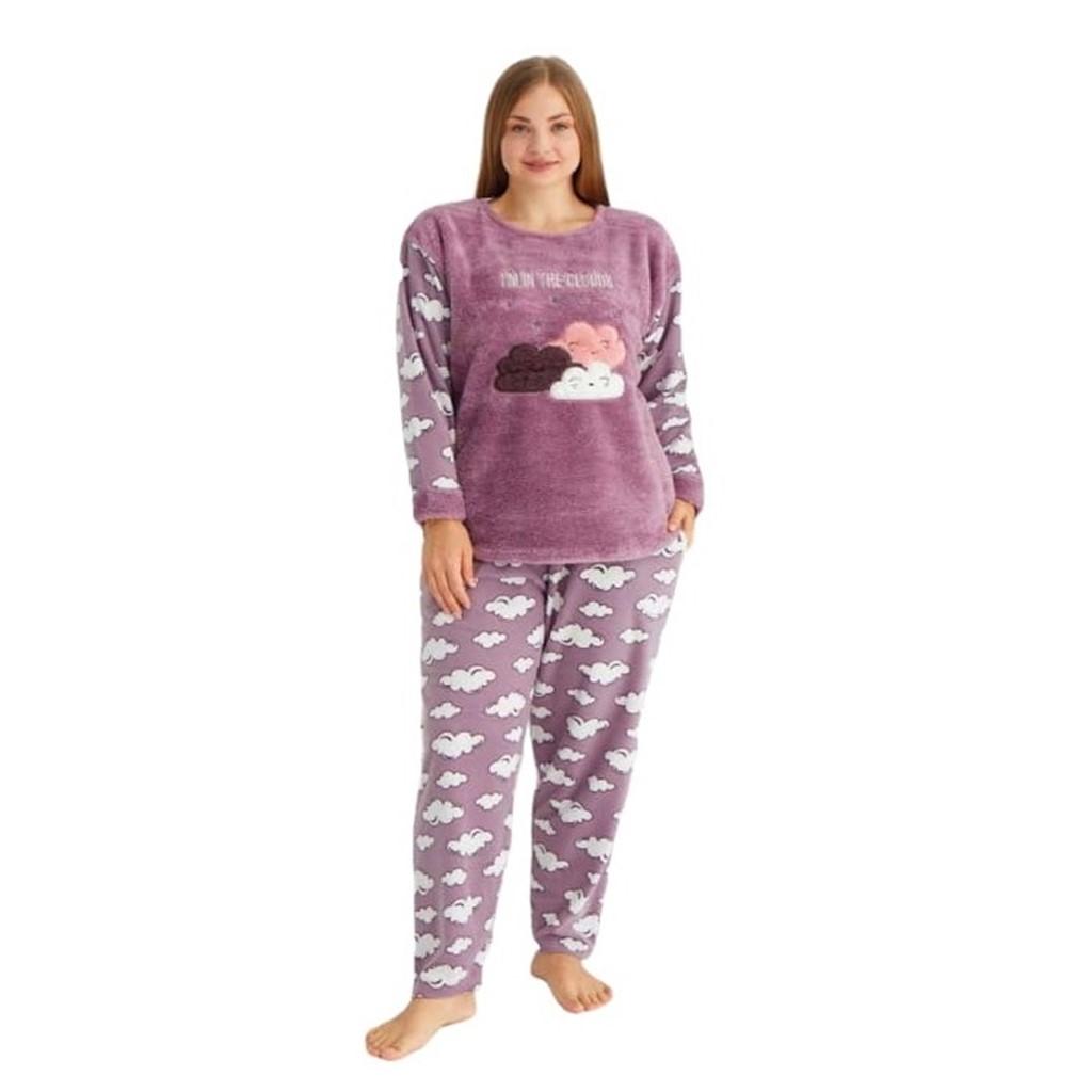 

Женский пижамный комплект Estiva Battal из плюша из флиса больших размеров