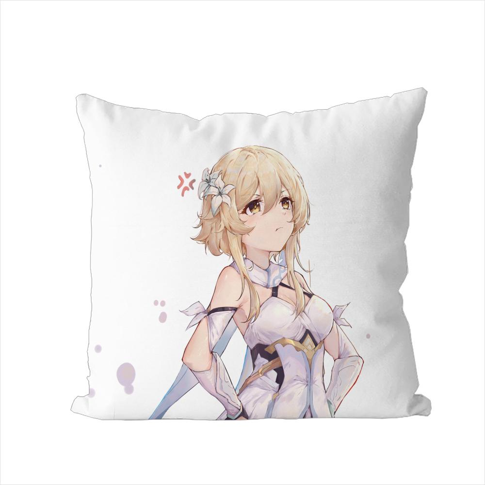 Genshin Impact Pillow Case For Car Sofa Decorative Home Doublesided Print Plush Square Throw Pillow Cushion Cover