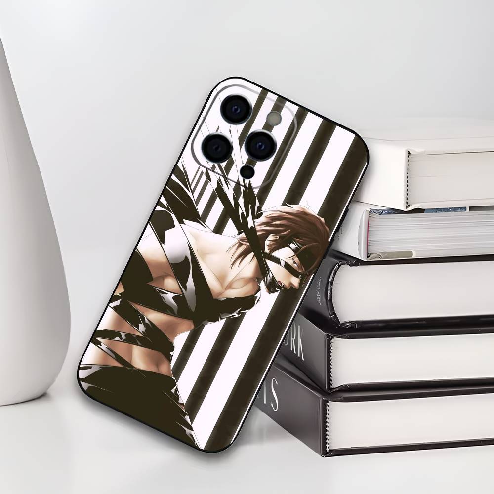

S-Sosuke Aizen B-Bleach Phone Case For iPhone 17,16,15,14,13,12,11 Plus,Pro Max,XS,Soft Black Cover iPhoneXSMAX