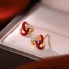 Ankara Red Cross Wound Concentric Knot Earrings Birthday Earrings 2026 Horse New Year Earrings