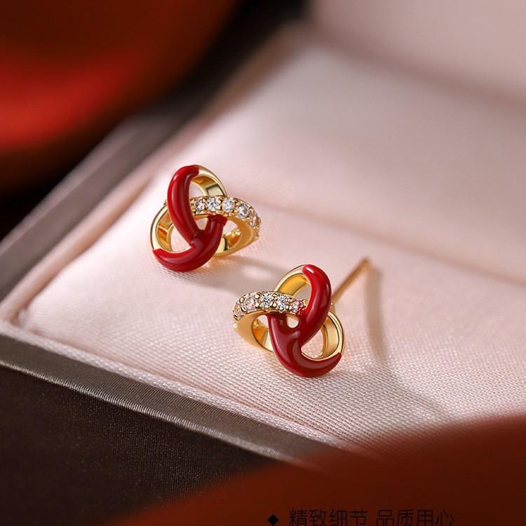Ankara Red Cross Wound Concentric Knot Earrings Birthday Earrings 2026 Horse New Year Earrings