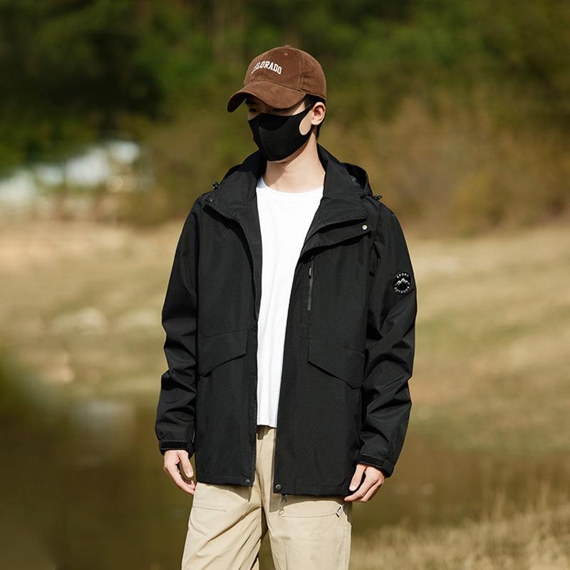 

Куртка мужская 2025 новая летняя тонкая уличная куртка три-в-одном софтшелл одежда для альпинизма женская водонепроницаемая и ветрозащитная 4XL чёрный