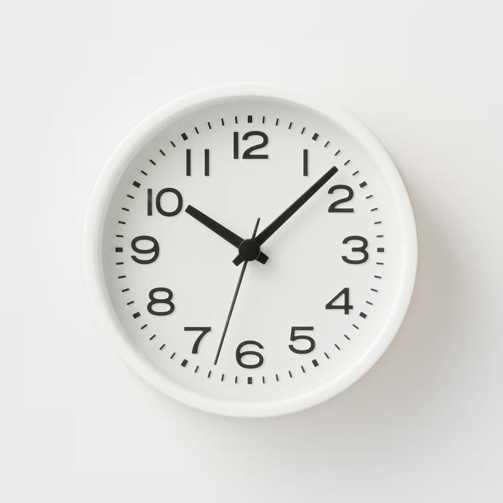 MUJI Analog Clock, Small (with Stand), White, MJ-ACSW2, 44275702, Dimensions: 124mm (W) X 54mm (D) X 130mm (H) (with Stand)