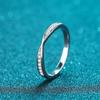 S925 Sterling Silver Women's Fashionable Simple Lined Moissanite Ring