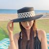 Dot Ribbon Beach Straw Cap Straw Weaving Wide Brim Hat Holiday Sun Protection Cap Summer Season