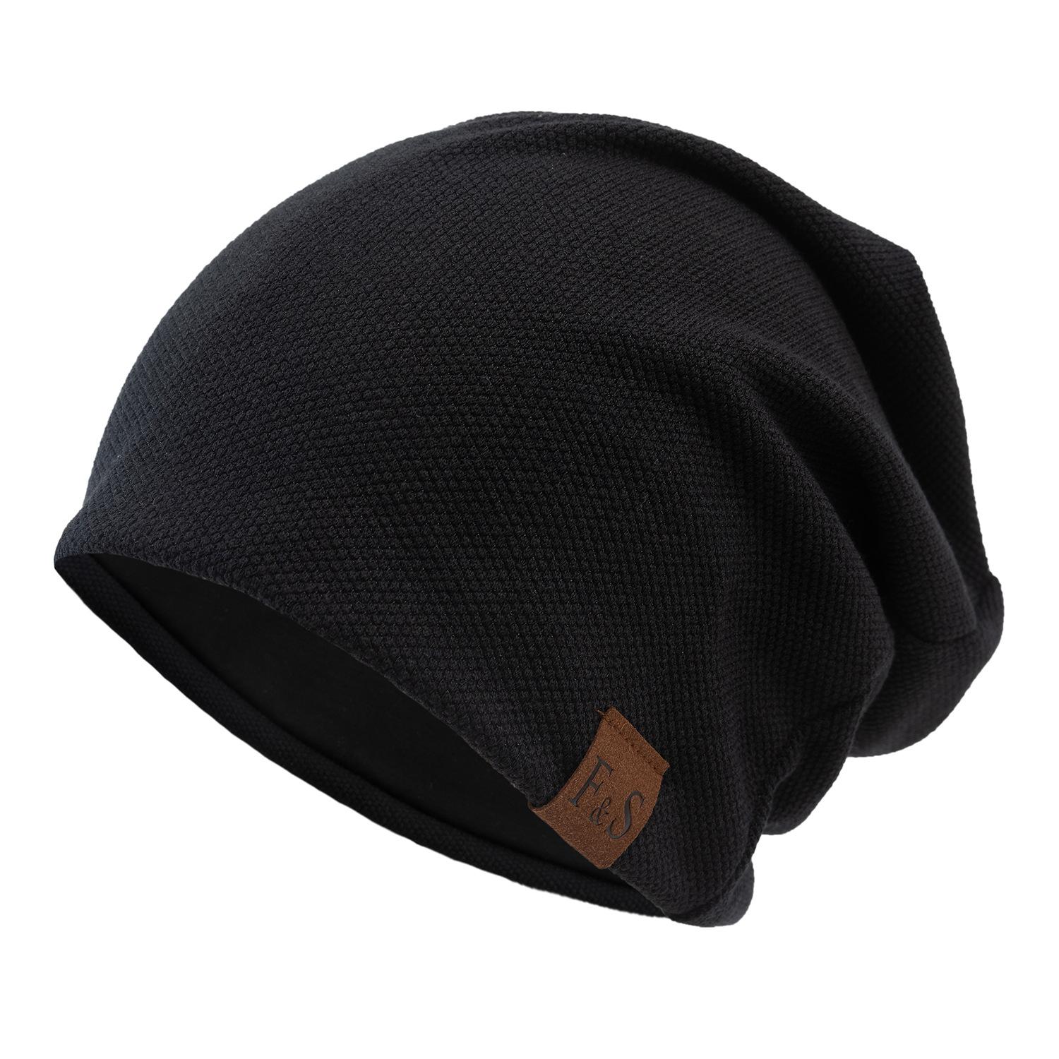 

Осенне-зимняя шапка-бини для холодной погоды - Свободного кроя, спортивно-повседневная, универсальная, для тепла на открытом воздухе, с этикеткой, однотонная, пуловер One Size чёрный