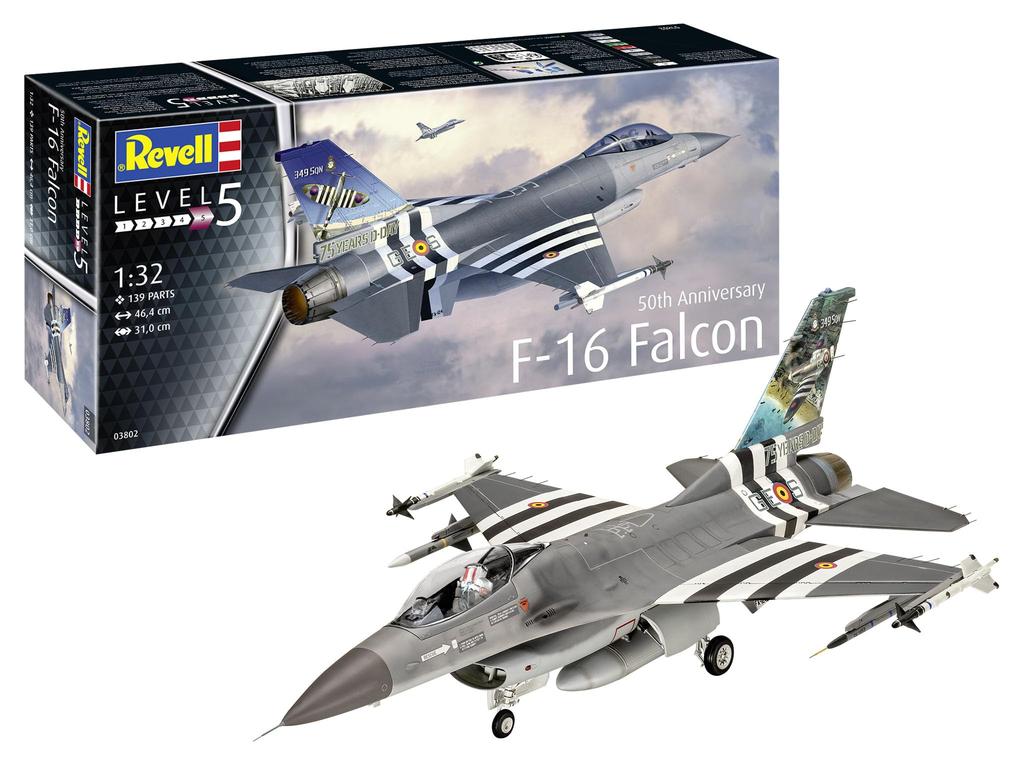 Revell 1/32 scale American F-16 Fighting Falcon 50th Anniversary Plastic Model Kit 03802