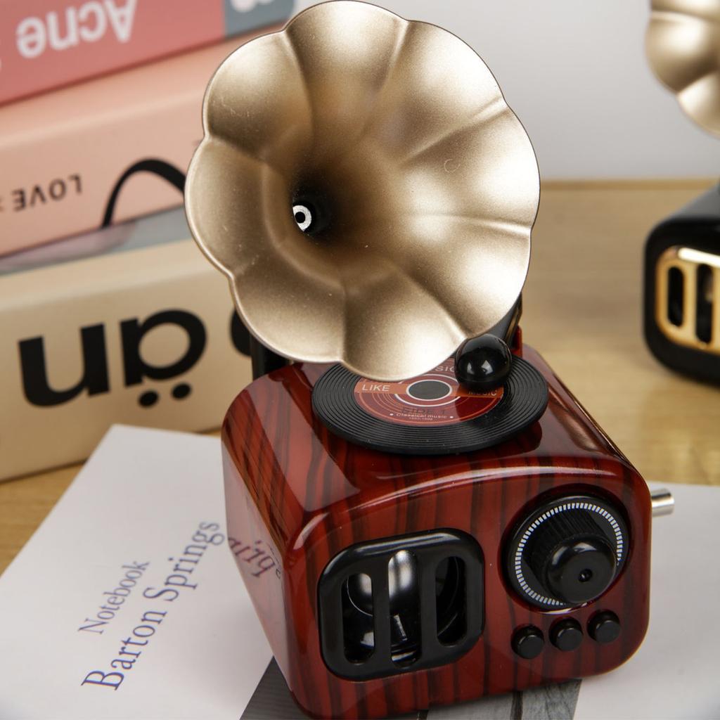 Multifunctional Nostalgic Music Box Gramophone Replicas Hand Crank Mechanism Phonograph Musical Ornament Birthday Gift