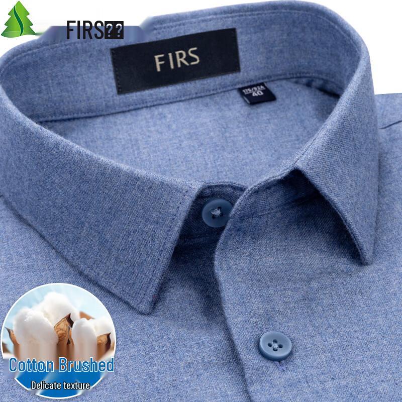 Shanshan Men s Pure Cotton Brushed Long-Sleeve Business Casual Shirt 42