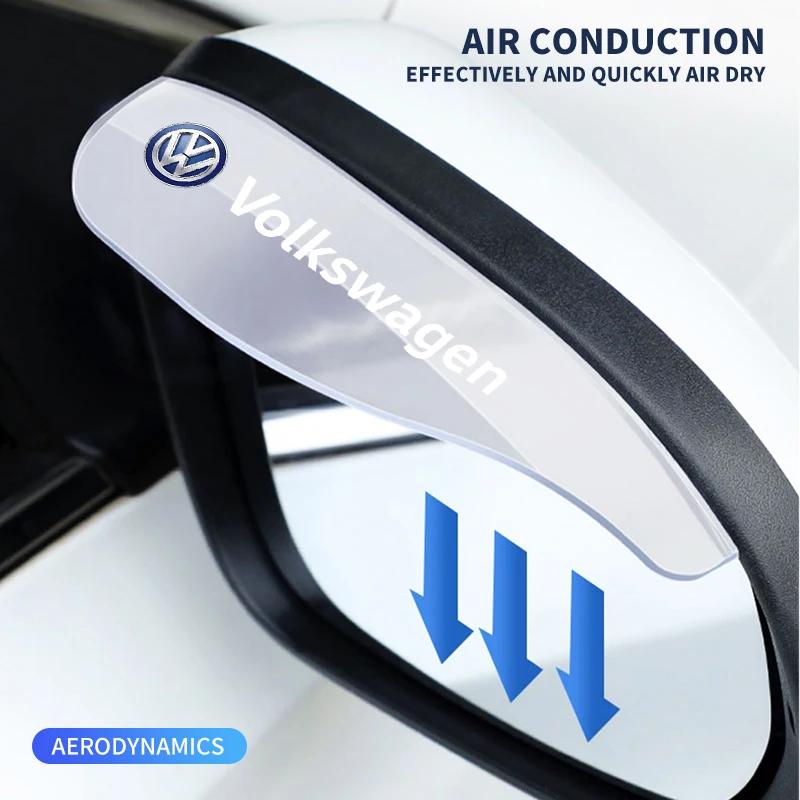 2 Piezas Cubierta Protectora Adhesiva para Ceja de Lluvia y Parasol de Espejo Retrovisor de Coche Para Volkswagen VW Scirocco GOLF MK6 Polo Tiguan PASSAT GTI R Line