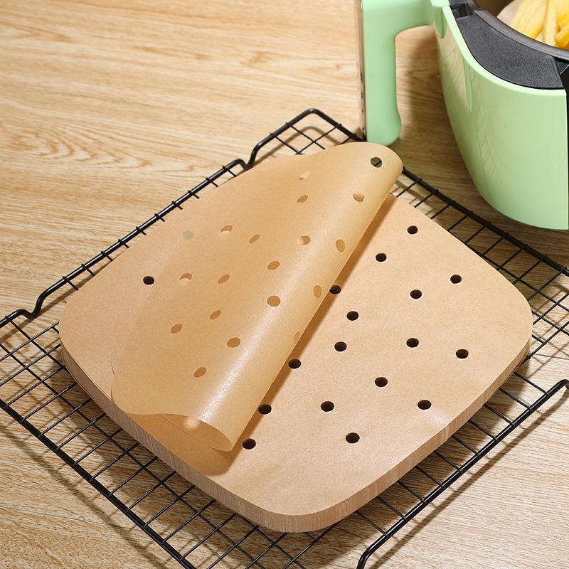 100Pcs Air Fryer Paper Disposable Air Fryer Parchment Kraft Paper Liners Non-Stick Steamer Liners For Oven Microwave Steaming
