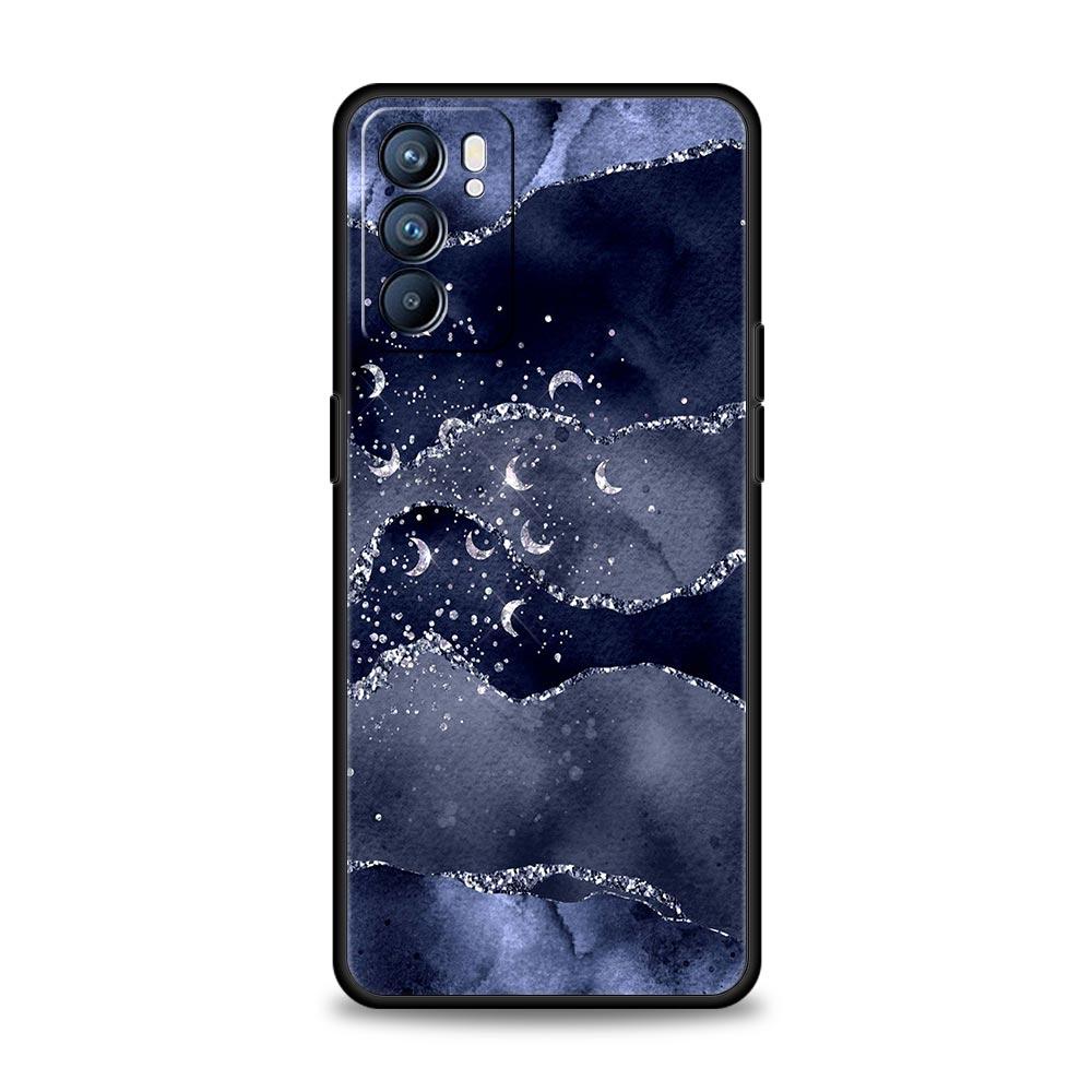 Rainbow Glitter Agate Marble Art Phone Case For Oppo Find X5 A54 A53 A52 A9 2020 A15 A95 A16 A76 A74 Reno7 SE Reno6 Pro 5G Cover