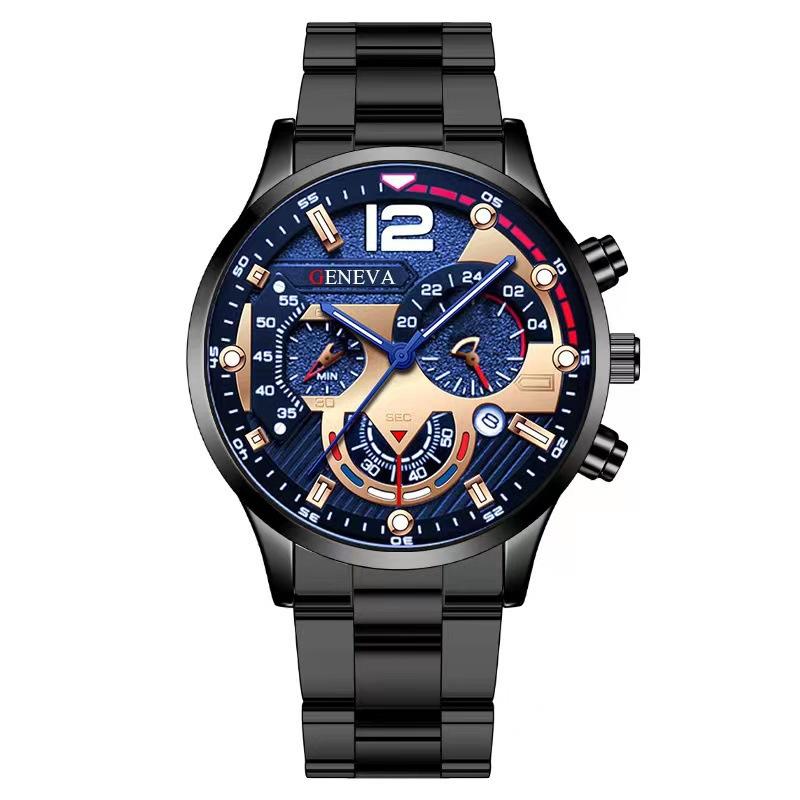Hot-selling men's steel belt calendar quartz watch, sports luminous pointer quartz watch men's watch
