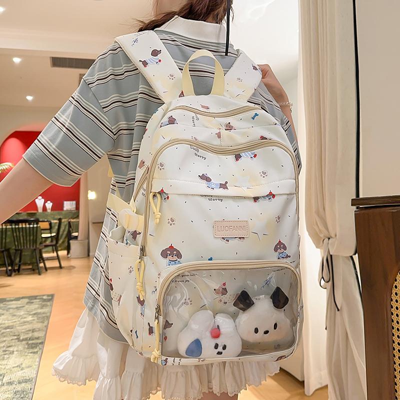 Large Capacity Student Schoolbag Puppy Printed Backpack Women's Lightweight Travel Backpack