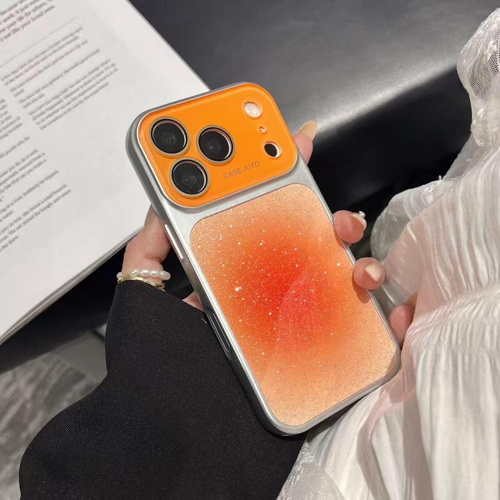 Gradient Glitter iPhone 17 Pro Max Case with Lens Film and Large Window