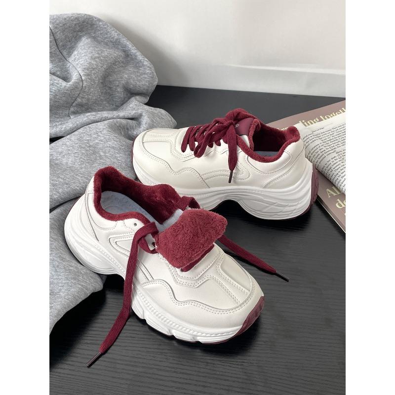 Winter New Retro Velvet Dad Shoes Women's Platform Sneakers 15911
