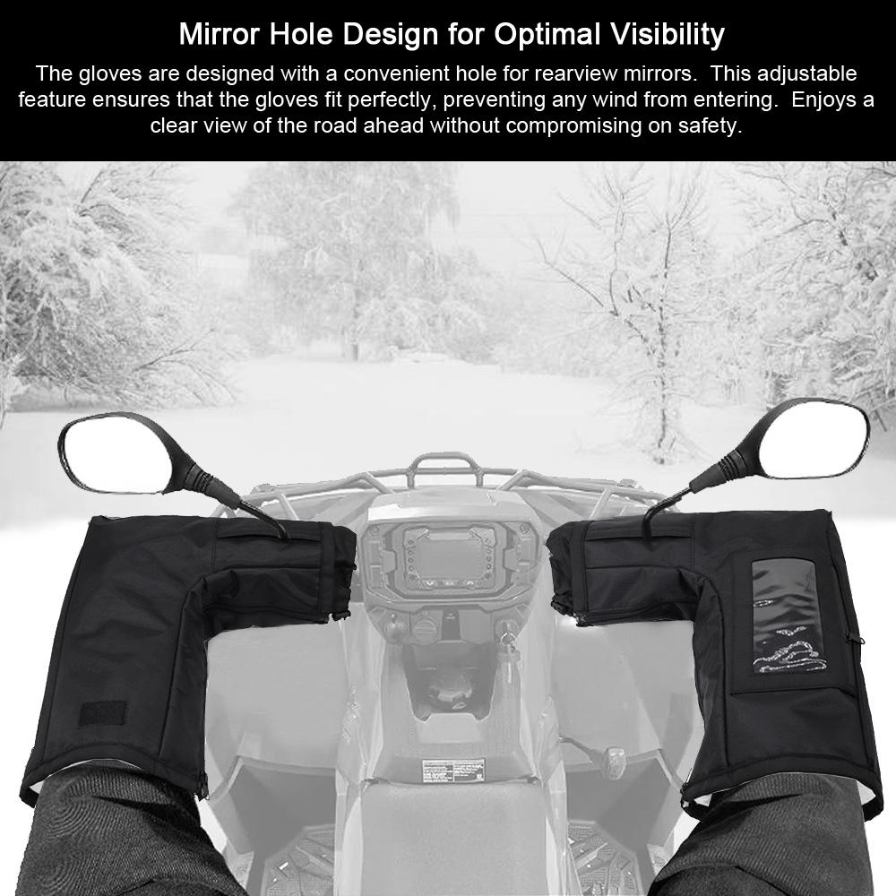 ATV Gloves Windproof & Waterproof Warm Gloves Snowmobile Handlebar Gloves with Touching-Friendly Phone Bag