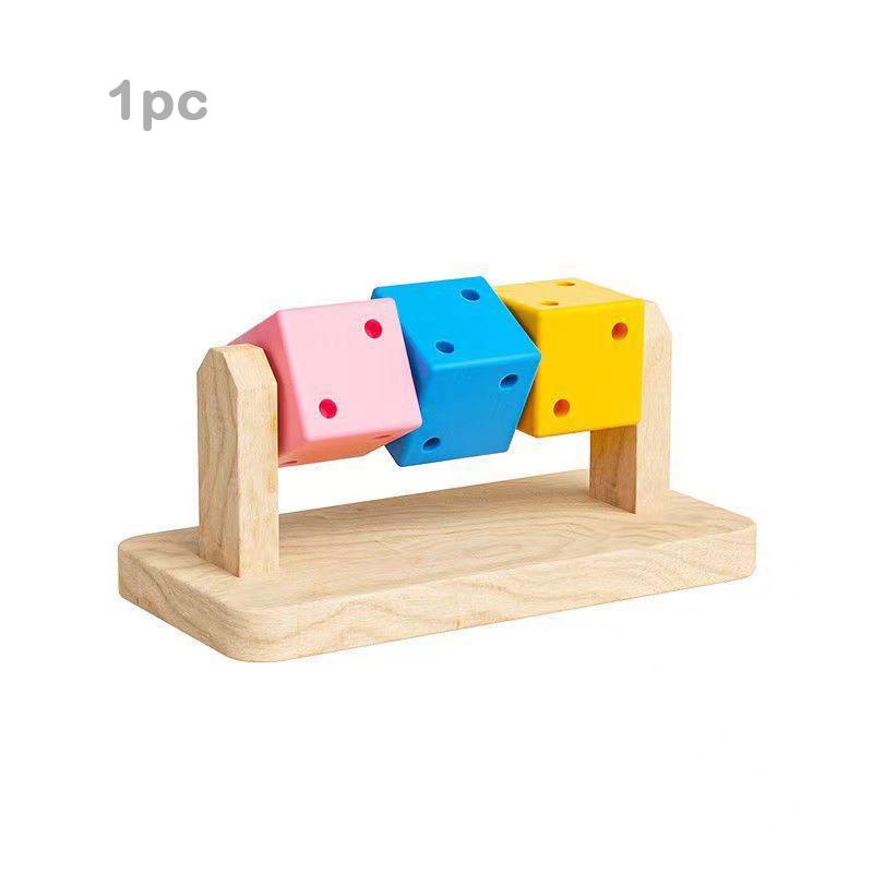 Wooden Hamster Fun Cube Chew Toy Colorful Natural Wood Teeth Grinding Toy Hideout Plaything for Syrian Hamster