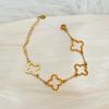 European & American Gold Stainless Steel Bracelet Set: Nail & Four-Leaf Clover Design