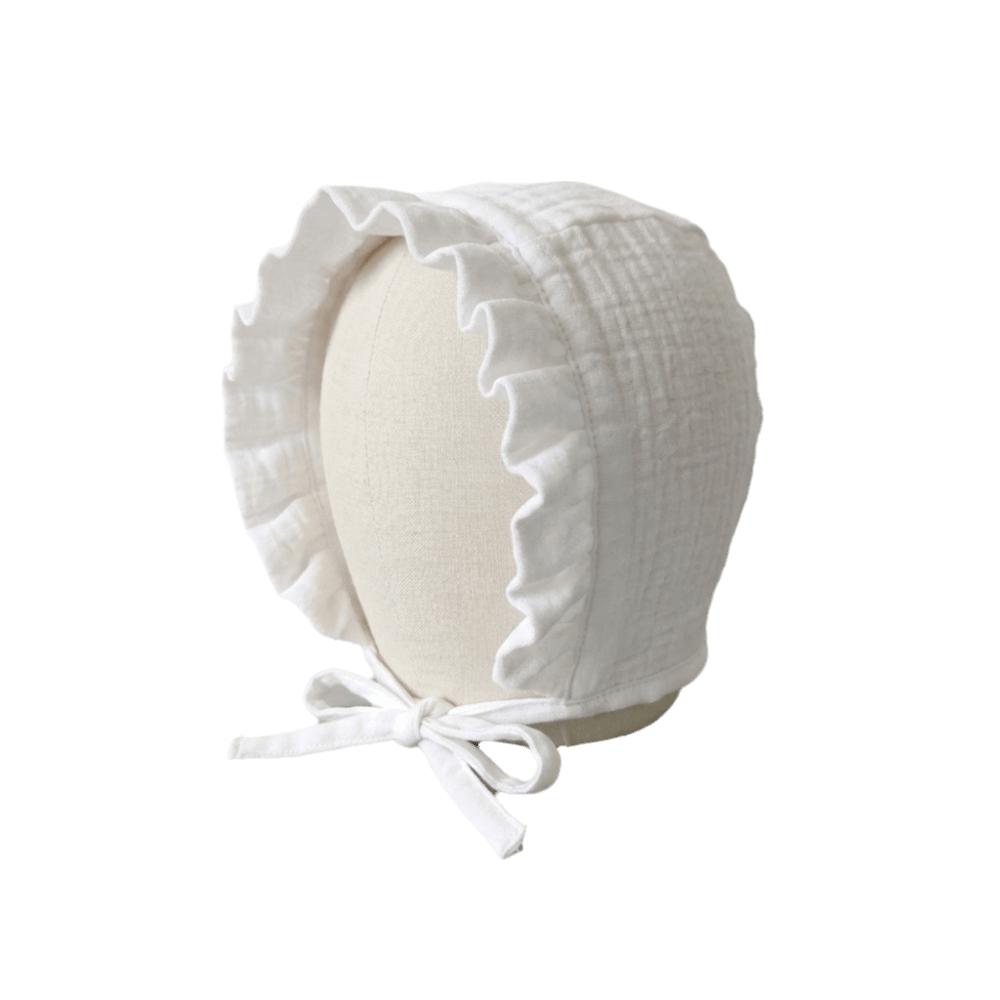 Ruffle Infant Beanie Cap 100% Cotton Baby Hat Vintage Muslin Baby Bonnet Girls Boys Summer Autumn