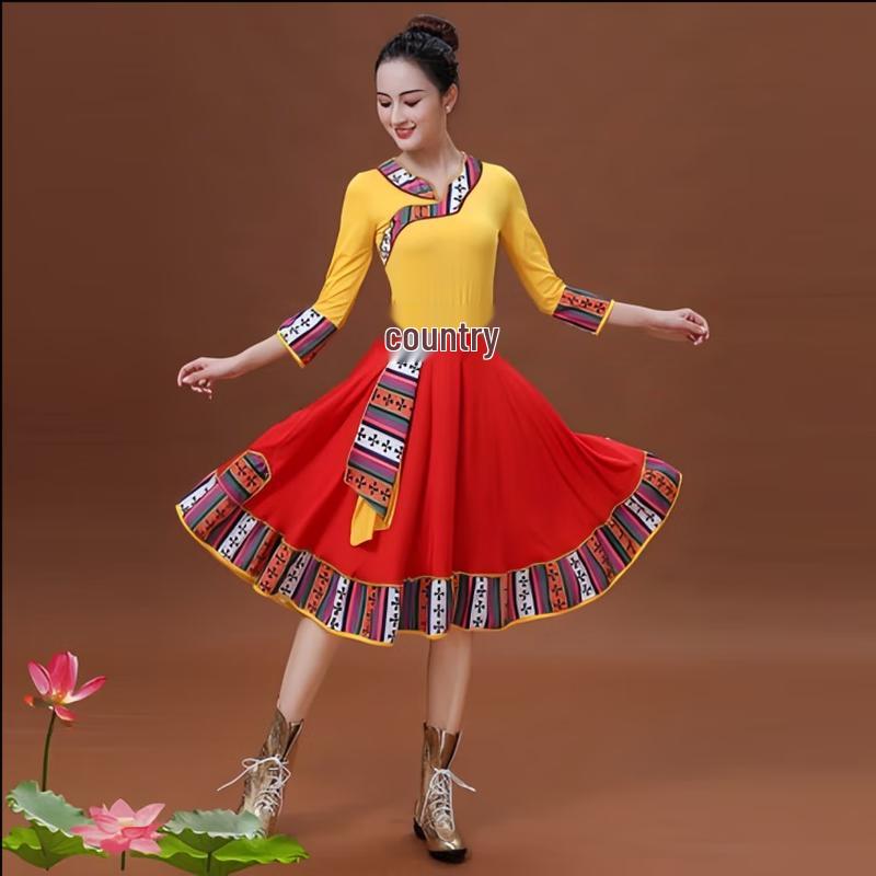 Tibetan Dance Performance Skirt Set L
