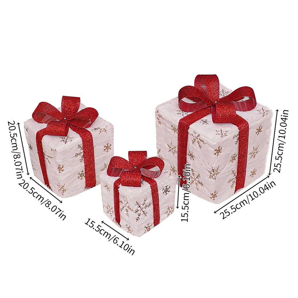 3pcs Lighted Gift Boxes Elegant Pre Lit Xmas Boxes Decorations for Home Stores Offices Restaurant