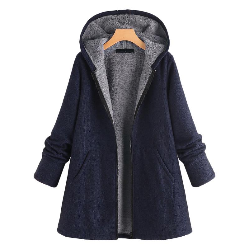 Women's Fashion Autumn/Winter Hooded Reversible Fleece Sweatshirt Jacket Cotton Padded Thick Hooded Women's Coat