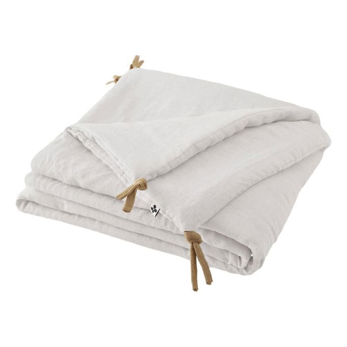 Quilted Bedspread or Throw 90 X 200 Cm "Soline" Washed Linen - Soline Chalk