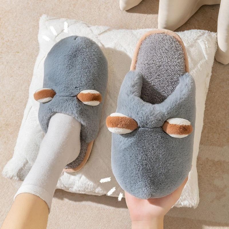 New Style Cotton Shoes for Women's Indoor Thick-soled Anti-slip and Warm Couple Plush Slippers