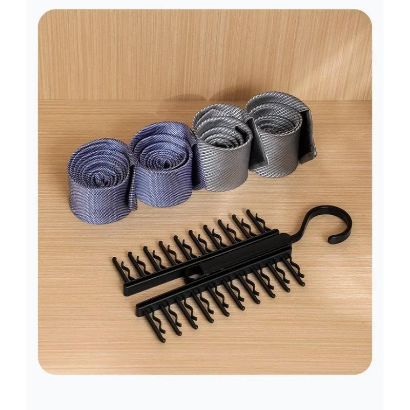 Tie Hanger Rotatable Necktie Storage Rack Clothes Hanger Organizer 20 Rows Large Capacity Belt Hooks Closet Skidproof Tie Clamp