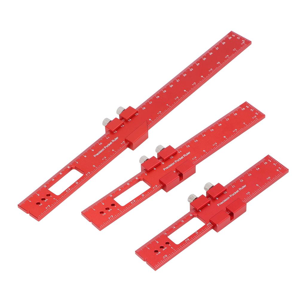 3Pcs Metal Slide Ruler Inch Metric Stop Marking T Type CNC Scribing Measuring Aluminum Woodworking R