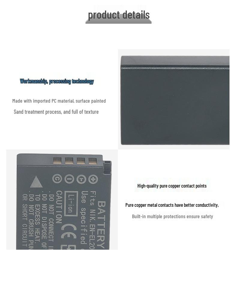 EN-EL20 Battery for Nikon Coolpix A, J1, J2, J3, S1, AW1, V3 Mirrorless Cameras