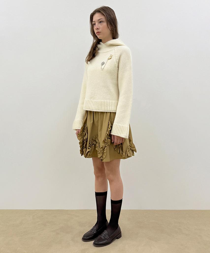 SINOON Wool Blend Hoodie Knit (Ivory)